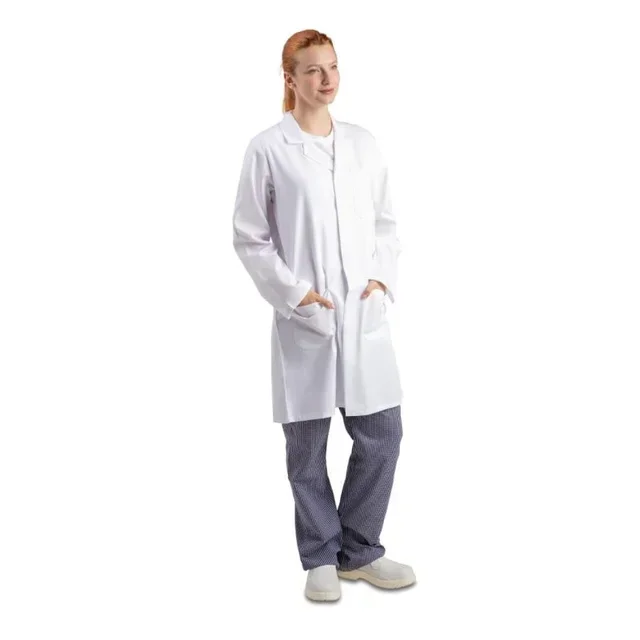 White Unisex Chef Coat XL Cut - Lightweight Cotton