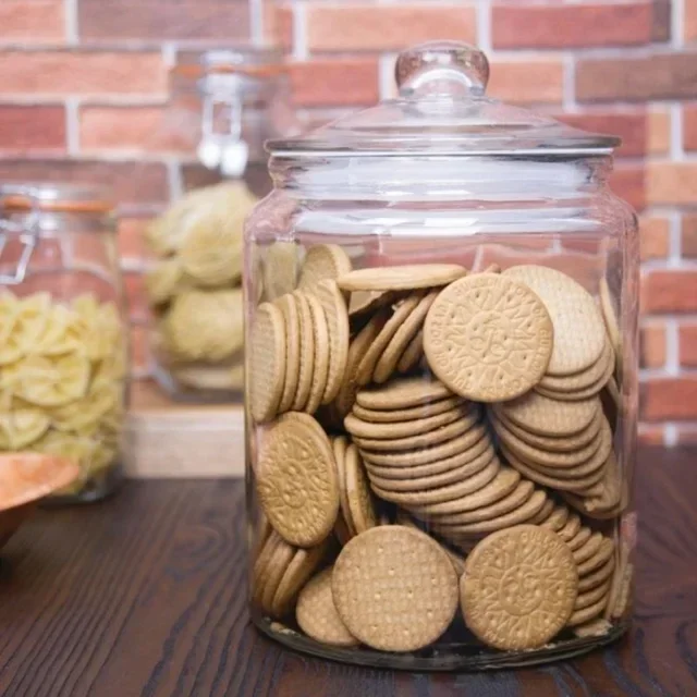 Frasco de Biscoitos de Vidro Transparente Grande Capacidade 6,35 L
