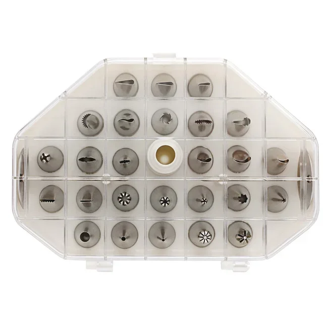 26-Piece Stainless Steel Piping Tip Set with Delicate Patterns