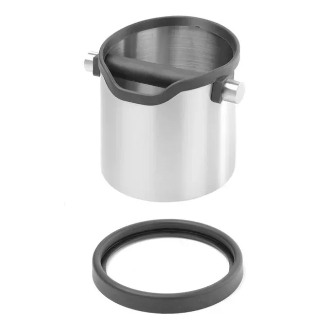 Cylindrical Coffee Knock Box - Stainless Steel Coffee Grounds Container