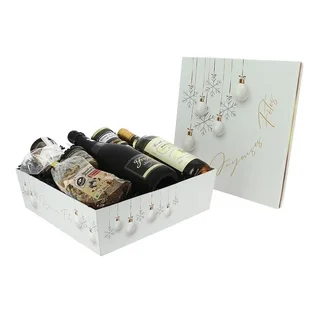 Square Stackable Storage Box Christmas Pattern White 33 x 33 cm