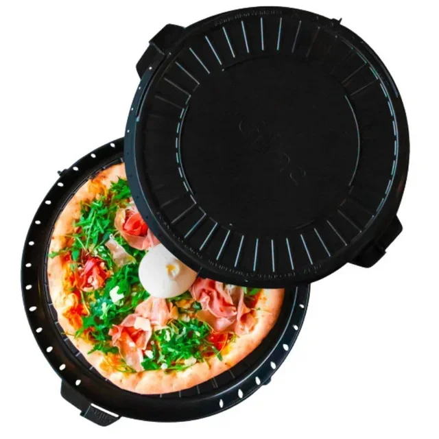 Round Reusable Container 330 mm Diameter Black Color - Pack of 10 Units