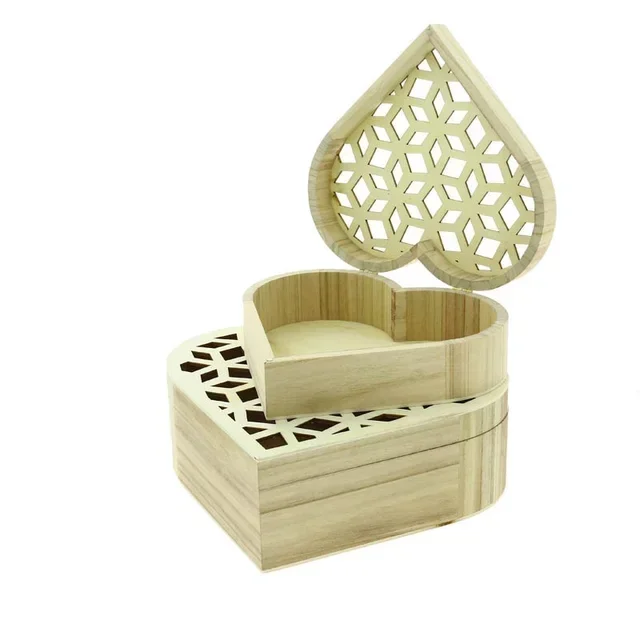 Scatola in Legno a Forma di Cuore - Dimensione Piccola e Media 280x230mm & 225x190mm