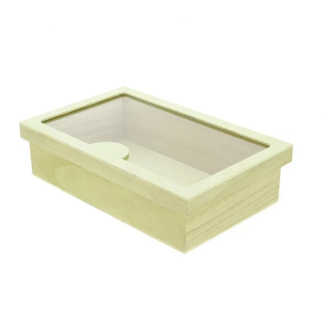 Wooden Cheese Storage Box with Transparent Window - 32 x 20 cm
