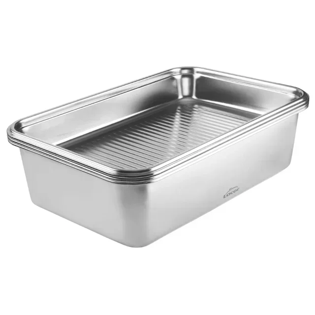 Stainless Steel Rectangular Storage Container with Polypropylene Lid EcoInox Pro - 5 Liter Capacity