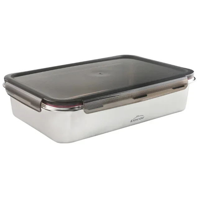 Stainless Steel Rectangular Storage Container with Polypropylene Lid EcoInox Pro - 5 Liter Capacity