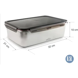 Stainless Steel Rectangular Food Container with Polypropylene Lid EcoInox Pro - 6.5 Litres