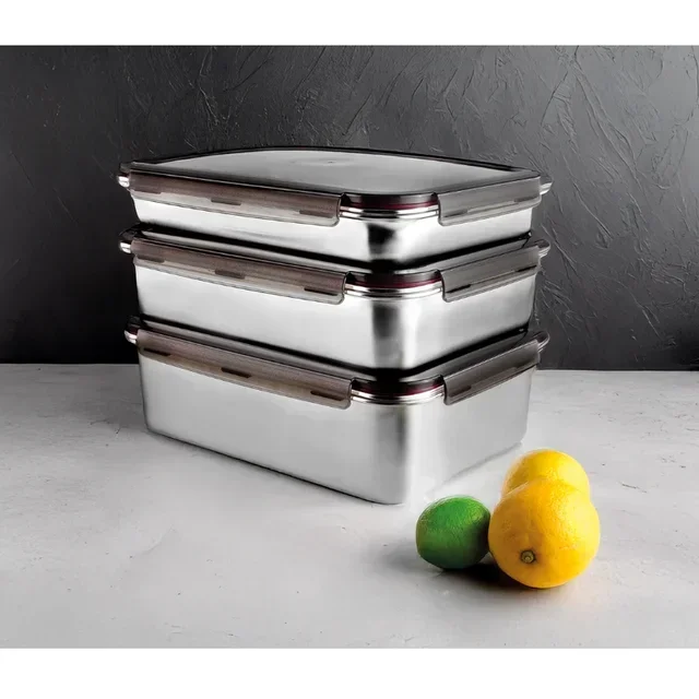 Stainless Steel Rectangular Food Container with Polypropylene Lid EcoInox Pro - 6.5 Litres