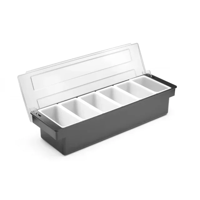 Boîte de Rangement Alimentaire 6 Compartiments - Plastique ABS Noir Mat