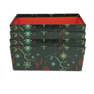 Caja de Almacenamiento Cuadrada Navideña Verde 26 x 26 cm Apilable