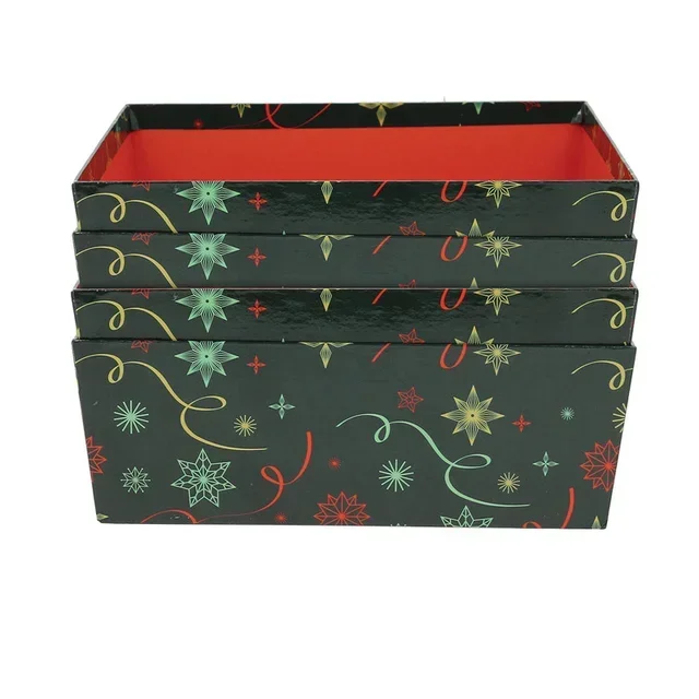 Scatola di Stoccaggio Quadrata Verde Natale 26 x 26 cm Impilabile