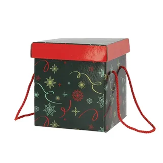 Foldable Square Christmas Gift Box Green 18 x 18 cm