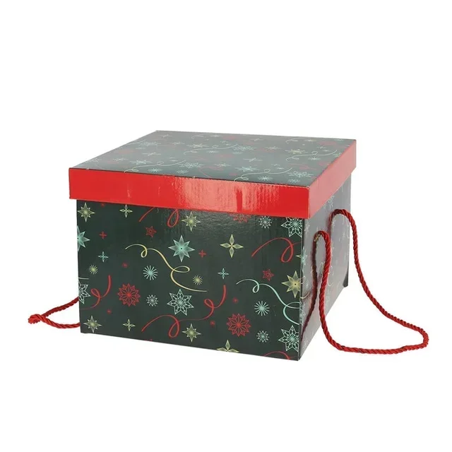 Scatola di Stoccaggio Quadrata Pieghevole Motivo Natale Verde 270 x 270 mm