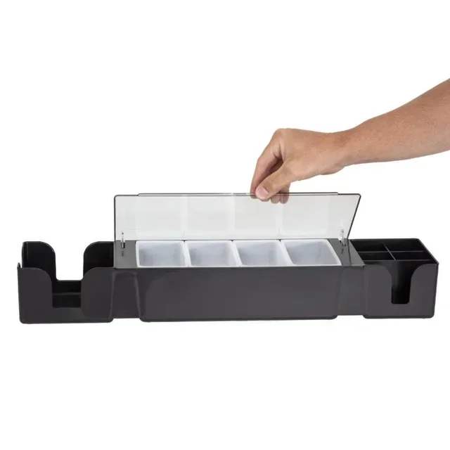 Black Plastic Multi-Compartment Storage Box