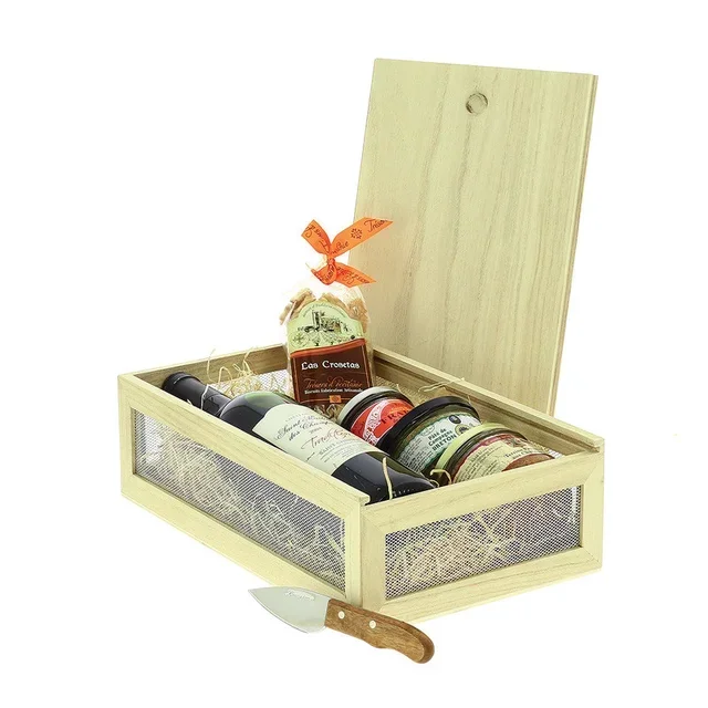 Rectangular Wooden Slide-Top Storage Box - 32 x 20 cm Size