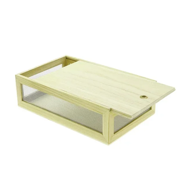 Rectangular Wooden Slide-Top Storage Box - 32 x 20 cm Size