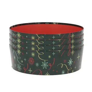 Round Stackable Storage Box Green Christmas Decoration Diameter 33 cm