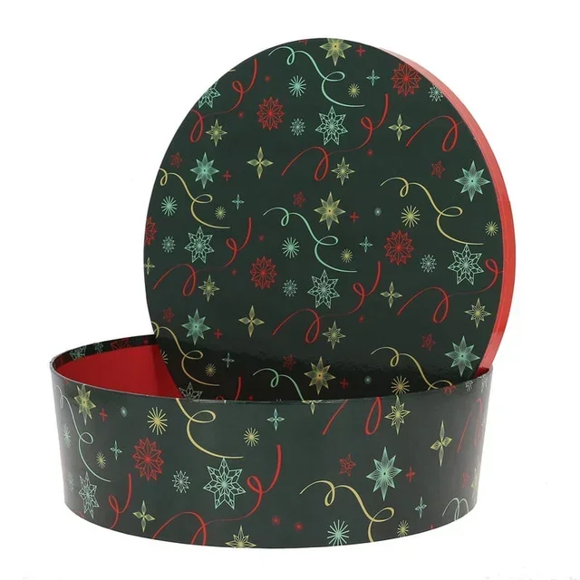 Scatola Portaoggetti Rotonda Impilabile Verde Decorazione Natal Diametro 33 cm