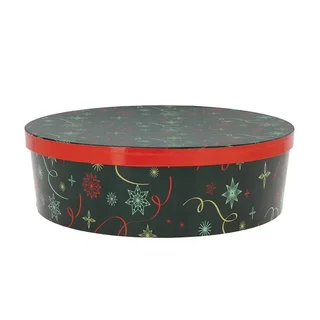 Round Stackable Storage Box Green Christmas Decoration Diameter 33 cm