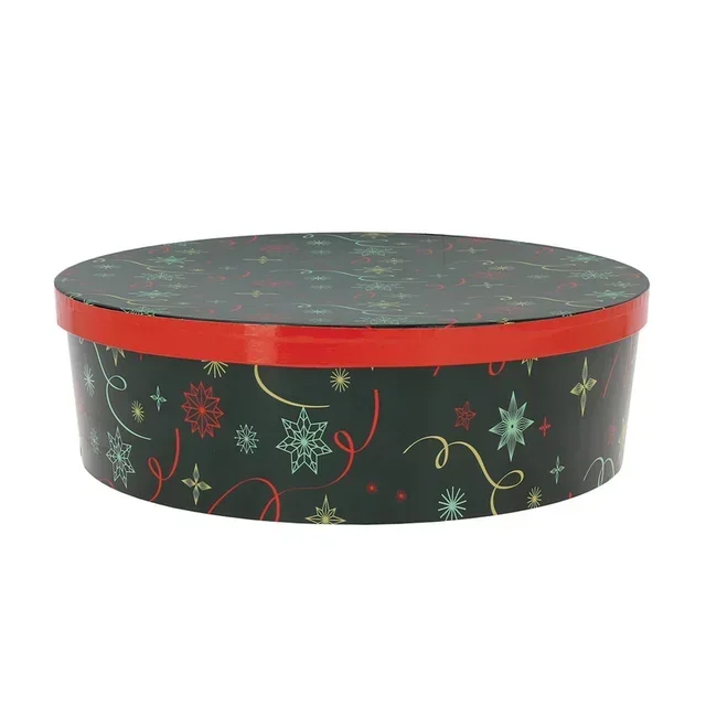 Scatola Portaoggetti Rotonda Impilabile Verde Decorazione Natal Diametro 33 cm