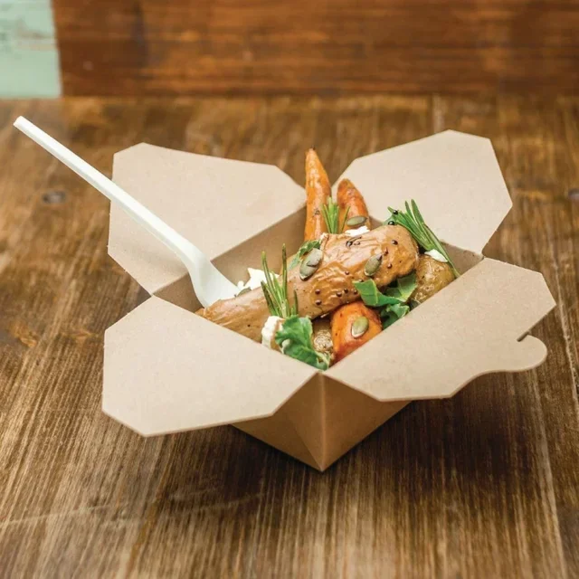 Kraft Pappe Take-Away Box 700 ml - 450 Stück Packung - Kompostierbar und Umweltfreundlich