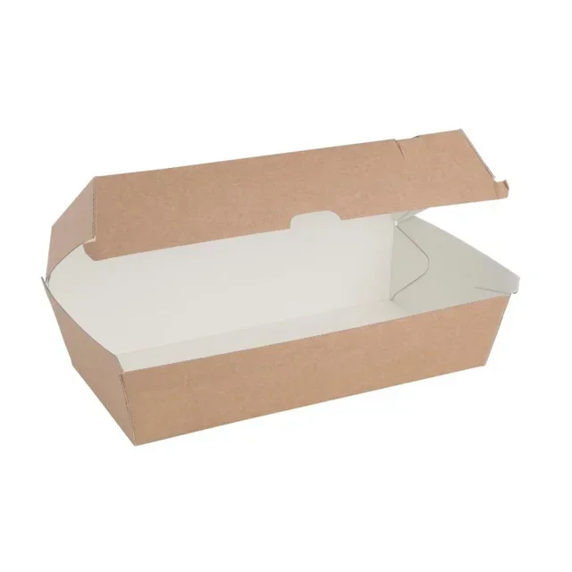 Boîtes Alimentaires Compostables 204 mm avec Couvercle à Charnière - Lot de 100 Grand Modèles