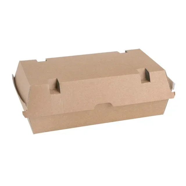 Boîtes Alimentaires Compostables 204 mm avec Couvercle à Charnière - Lot de 100 Grand Modèles