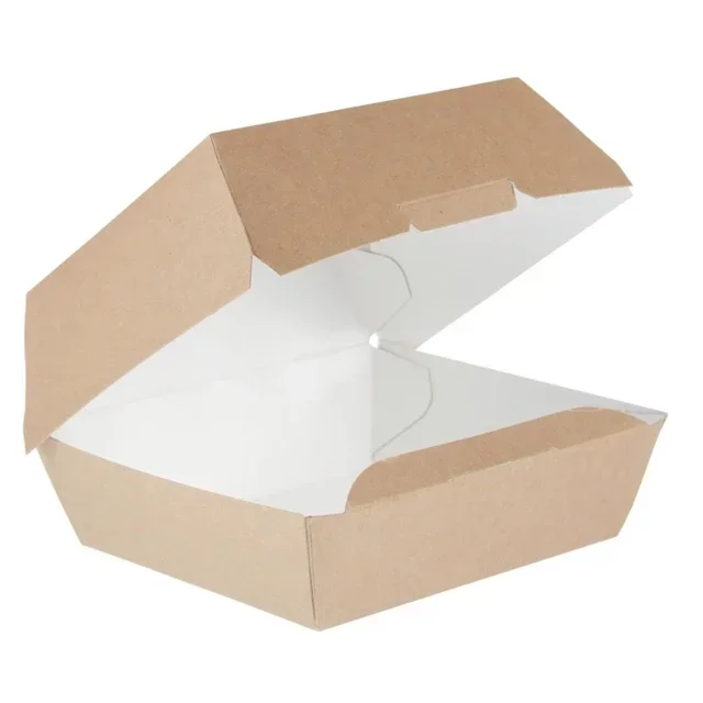 Boîtes à Burger Kraft Compostables - Format 135mm - Pack de 250 unités