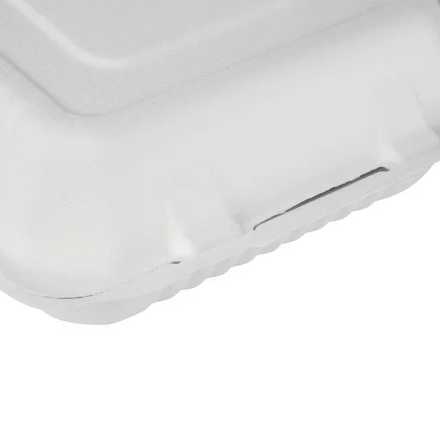 Boîtes à Charnière Compostables en Bagasse 223 mm - Pack de 200 avec Couvercle Intégré