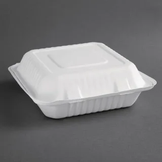 Scharnier-Boxen aus kompostierbarem Bagasse 236 mm - Packung 200 Stück