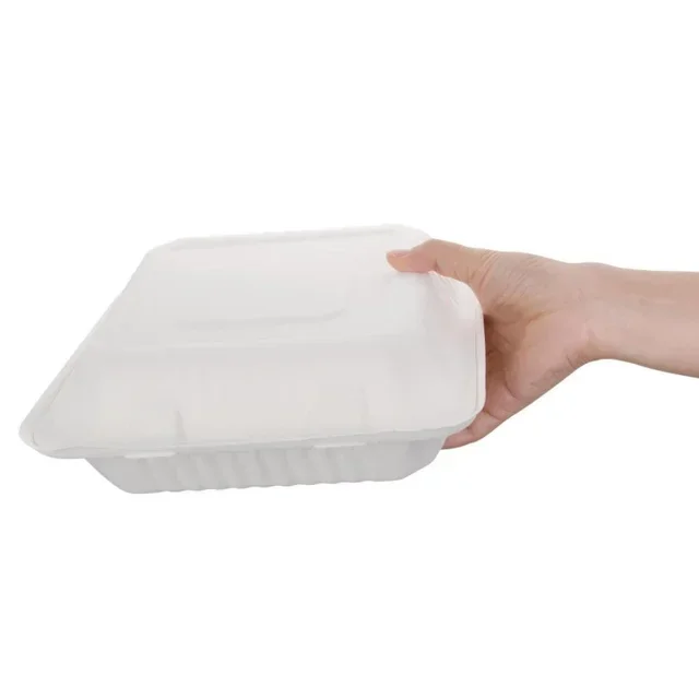 Scharnier-Boxen aus kompostierbarem Bagasse 236 mm - Packung 200 Stück