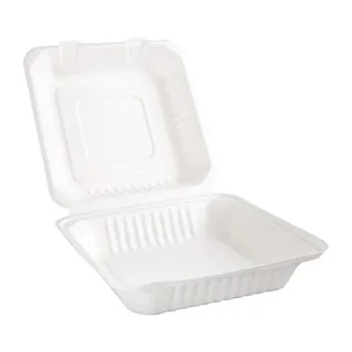 Scharnier-Boxen aus kompostierbarem Bagasse 236 mm - Packung 200 Stück