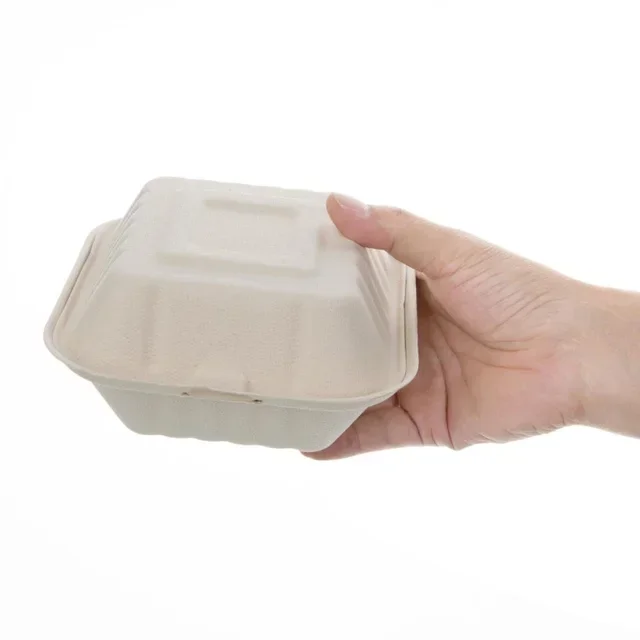 Eco-Friendly Hamburger Boxes in Natural Bagasse 15.2 cm - Pack of 500