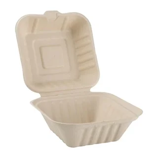 Eco-Friendly Hamburger Boxes in Natural Bagasse 15.2 cm - Pack of 500