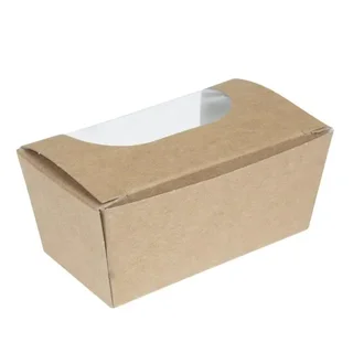 Kraft Cake Boxes Rectangular with Clear Window - Pack of 500 - Compostable