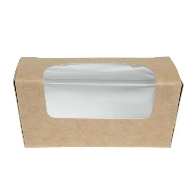 Kraft Cake Boxes Rectangular with Clear Window - Pack of 500 - Compostable