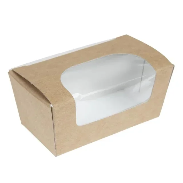 Kraft Cake Boxes Rectangular with Clear Window - Pack of 500 - Compostable