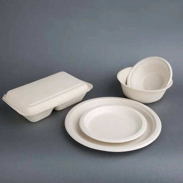 Round Disposable Bowls in Sugarcane Bagasse 950ml - Pack of 50 Biodegradable Bowls