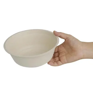 Round Disposable Bowls in Sugarcane Bagasse 950ml - Pack of 50 Biodegradable Bowls