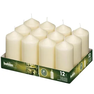 Bougies Pilier Ivoire 12 cm - Set de 12 Unités