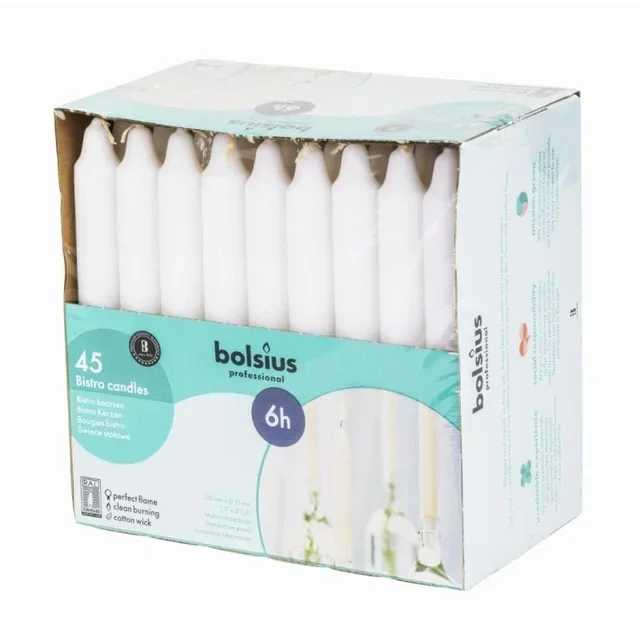 Bougies de Table Bistro 177 mm - Blanc Neutre