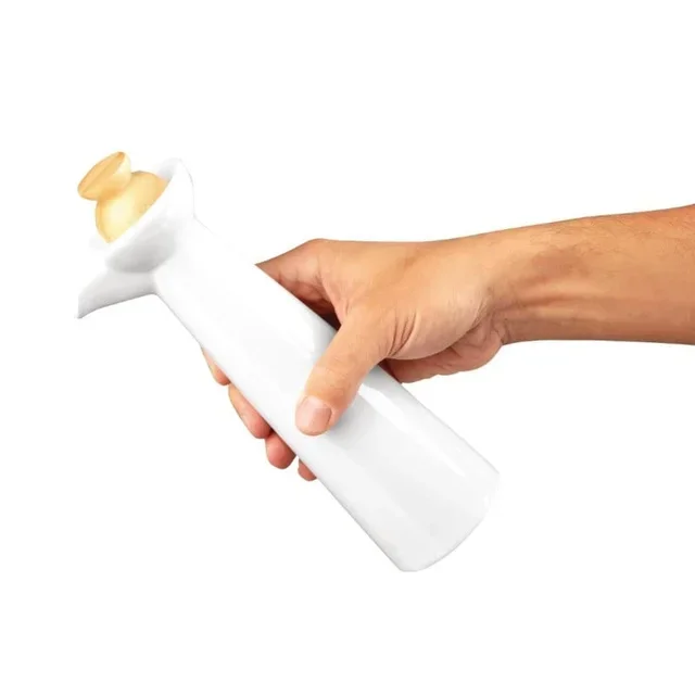 Bottiglia per Olio e Aceto Bianca con Supporto in Legno e Tappi