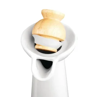 Bottiglia per Olio e Aceto Bianca con Supporto in Legno e Tappi