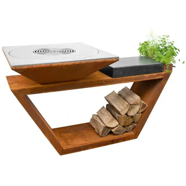 Braciere G4 Corten Ø90 cm con Piano in Granito - Acciaio al Carbonio