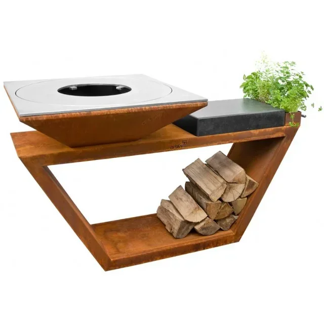 G4 Corten Fire Pit Ø90 cm with Granite Top - Carbon Steel