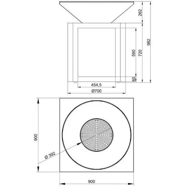 G2 Graphite Outdoor Fire Pit 90 cm - Stainless Steel