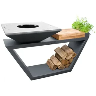 Brasero G4 Grafito 90 cm Estante Madera Acero al Carbono