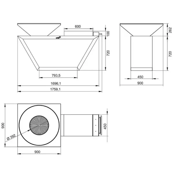 Garden Fire Pit G4 Graphite Ø90 cm - Granite Top and Carbon Steel Structure