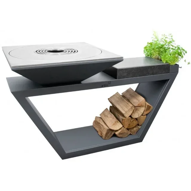 Garden Fire Pit G4 Graphite Ø90 cm - Granite Top and Carbon Steel Structure