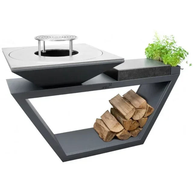 G4 Graphite Fire Pit 90 cm Granite Tabletop - Stainless Steel